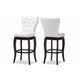 Baxton Studio Leonice Modern and Contemporary White Faux Leather Upholstered Button-tufted 29-Inch 2-Piece Swivel Bar Stool Set