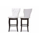 Baxton Studio Leonice Modern and Contemporary White Faux Leather Upholstered Button-tufted 29-Inch 2-Piece Swivel Bar Stool Set