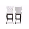 Baxton Studio Leonice Modern and Contemporary White Faux Leather Upholstered Button-tufted 29-Inch 2-Piece Swivel Bar Stool Set