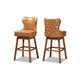Baxton Studio Gradisca Modern and Contemporary Tan Faux Leather Upholstered and Walnut Brown Finished Wood 2-Piece Swivel Bar Stool Set