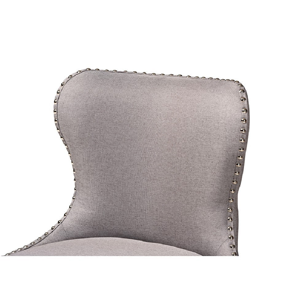 Baxton Studio Gradisca Modern Grey Fabric and Walnut Brown Finished Wood 2-Piece Swivel Counter Stool Set WHI-BBT5246C-Grey-Walnut-CS