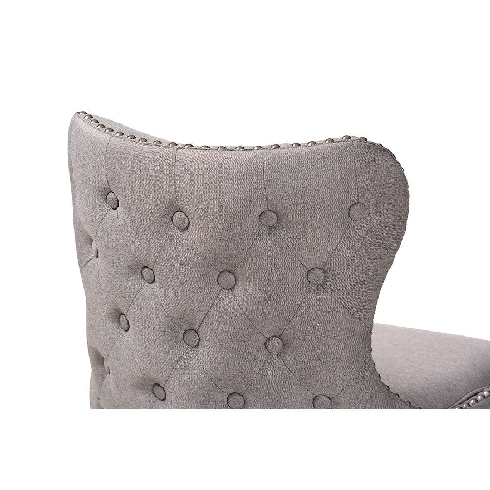 Baxton Studio Gradisca Modern Grey Fabric and Walnut Brown Finished Wood 2-Piece Swivel Counter Stool Set WHI-BBT5246C-Grey-Walnut-CS