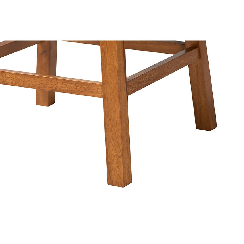 Baxton Studio Gradisca Modern Grey Fabric and Walnut Brown Finished Wood 2-Piece Swivel Counter Stool Set WHI-BBT5246C-Grey-Walnut-CS