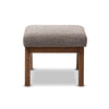Baxton Studio Aberdeen Mid-Century Modern Walnut Wood Finishing and Gravel Fabric Upholstered Ottoman WHI-BBT5254-Gravel-OTTO-TH1308