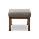 Baxton Studio Aberdeen Mid-Century Modern Walnut Wood Finishing and Gravel Fabric Upholstered Ottoman WHI-BBT5254-Gravel-OTTO-TH1308