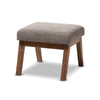 Baxton Studio Aberdeen Mid-Century Modern Walnut Wood Finishing and Gravel Fabric Upholstered Ottoman WHI-BBT5254-Gravel-OTTO-TH1308