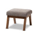Baxton Studio Aberdeen Mid-Century Modern Walnut Wood Finishing and Gravel Fabric Upholstered Ottoman WHI-BBT5254-Gravel-OTTO-TH1308