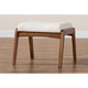 Baxton Studio Roxy Mid-Century Modern Off-White Boucle Upholstered and Walnut Brown Finished Wood Ottoman Footstool
