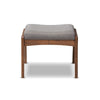 Baxton Studio Roxy Mid-Century Modern Walnut Wood Finishing and Grey Fabric Upholstered Ottoman