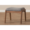 Baxton Studio Roxy Mid-Century Modern Walnut Wood Finishing and Grey Fabric Upholstered Ottoman