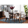 Baxton Studio Glenda Mid-Century Modern Greyish Beige Fabric Upholstered and Walnut Brown Finished Wood 5-Piece Dining Set