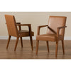 Baxton Studio Andrea Mid-Century Modern Tan Faux Leather Upholstered and Walnut Brown Finished Wood 2-Piece Armchair Set