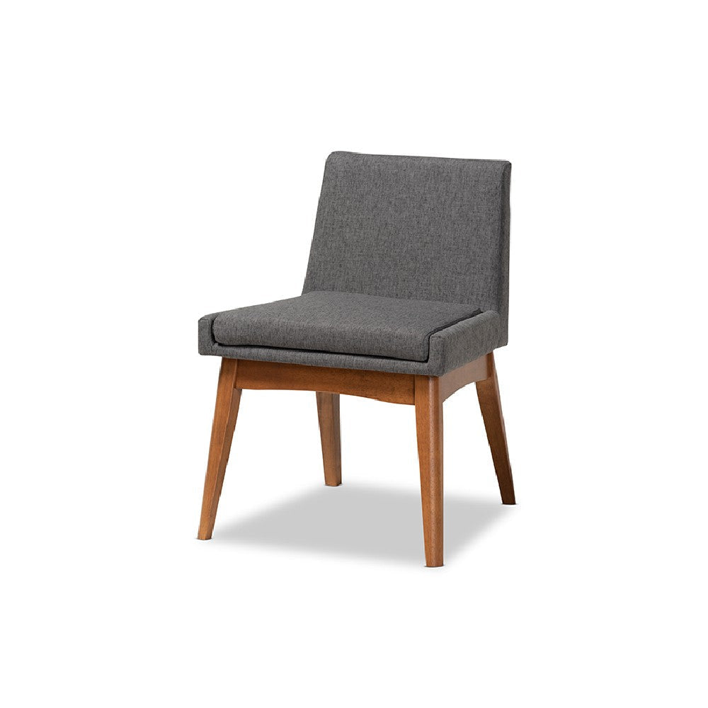 Baxton Studio Nexus Mid-Century Modern Dark Grey Fabric Upholstered and Walnut Brown Finished Wood 5-Piece Dining Set