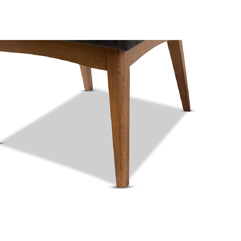 Baxton Studio Nexus Mid-Century Modern Dark Grey Fabric Upholstered and Walnut Brown Finished Wood 5-Piece Dining Set