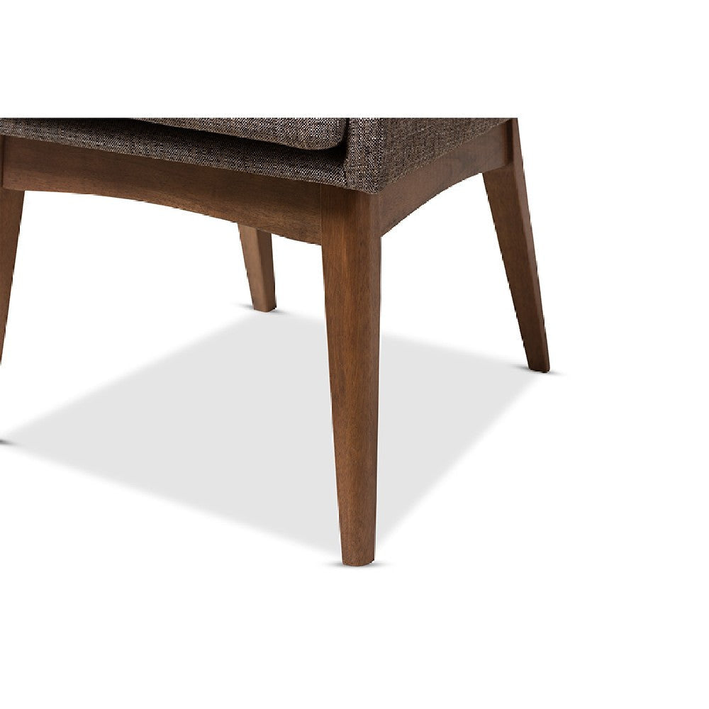 Baxton Studio Nexus Mid-Century Modern Walnut Wood Finishing and Gravel Fabric Upholstered Dining Side Chair (Set of 2)