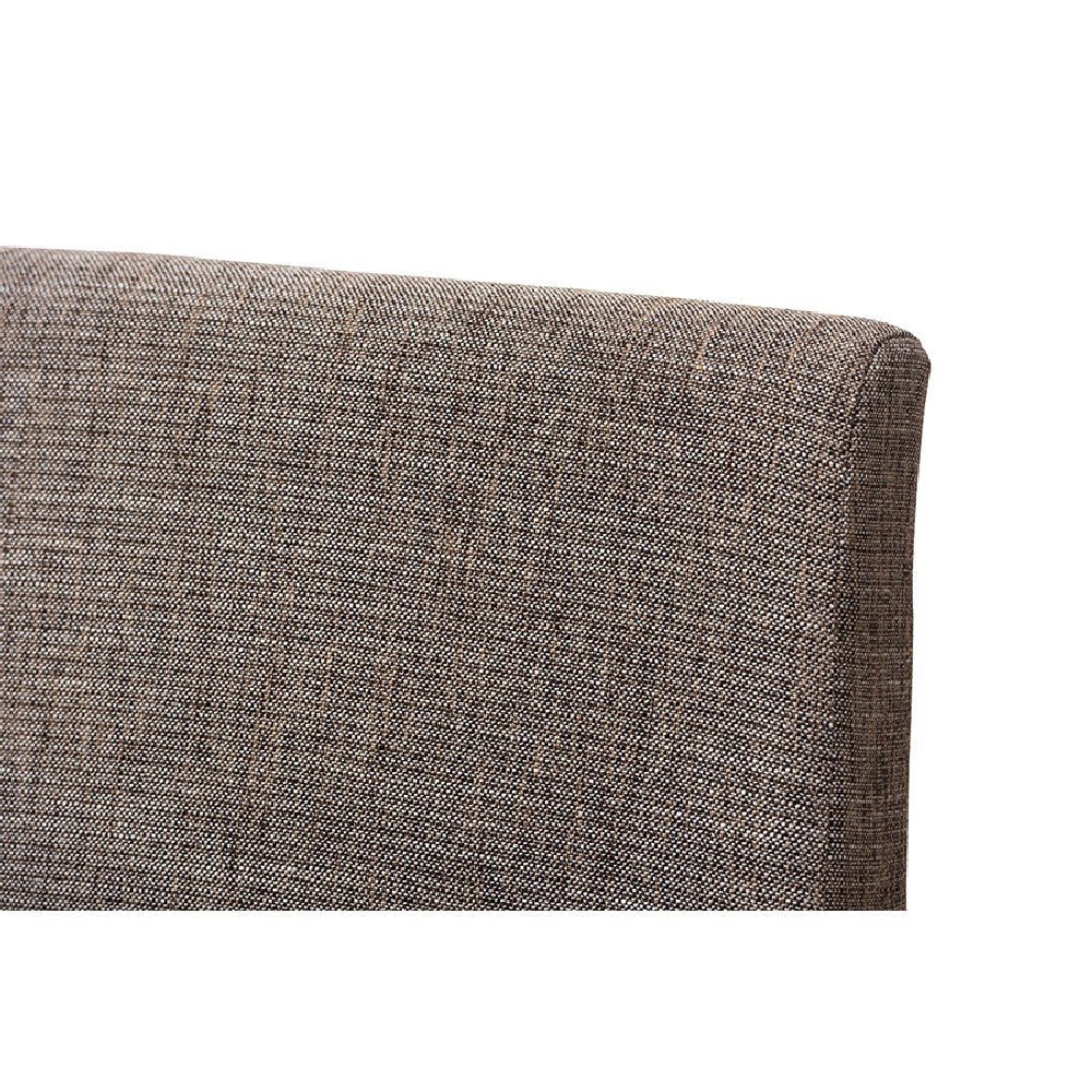 Baxton Studio Nexus Mid-Century Modern Gravel Fabric Upholstered and Walnut Brown Finished Wood 5-Piece Dining Set