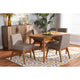 Baxton Studio Nexus Mid-Century Modern Gravel Fabric Upholstered and Walnut Brown Finished Wood 5-Piece Dining Set