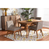 Baxton Studio Nexus Mid-Century Modern Gravel Fabric Upholstered and Walnut Brown Finished Wood 5-Piece Dining Set