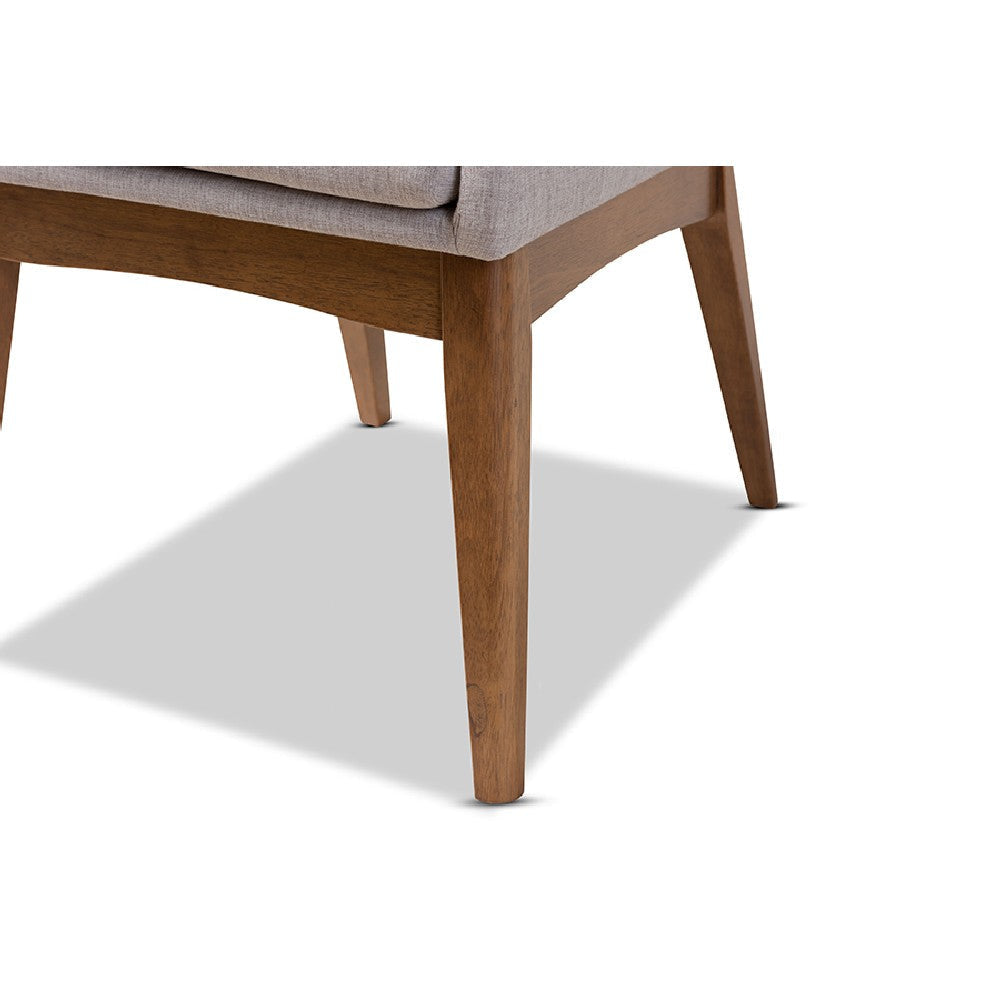 Baxton Studio Nexus Mid-Century Modern Greyish Beige Fabric Upholstered and Walnut Brown Finished Wood 5-Piece Dining Set