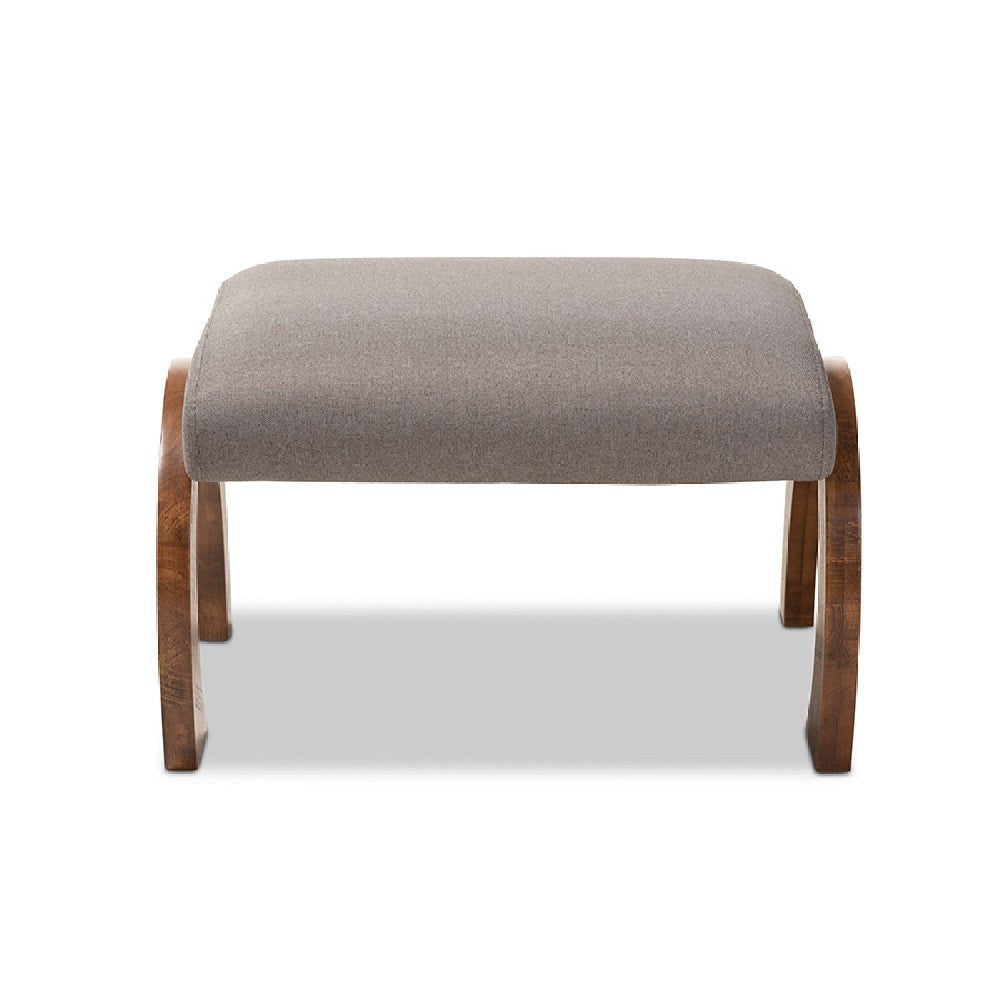 Baxton Studio Sandrine Modern and Contemporary Grey Fabric Upholstered Walnut Brown Finished Wood Ottoman
