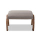 Baxton Studio Sandrine Modern and Contemporary Grey Fabric Upholstered Walnut Brown Finished Wood Ottoman