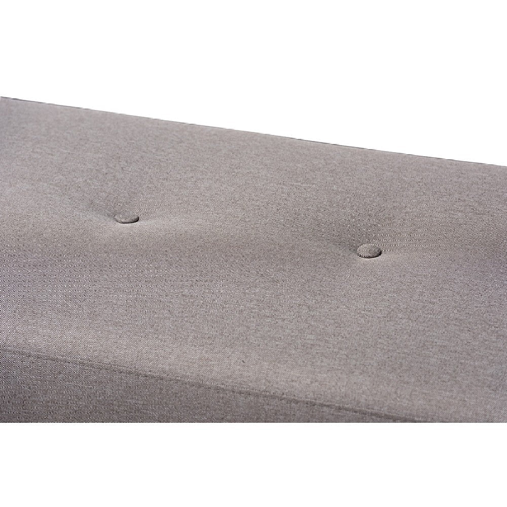 Baxton Studio Caramay Modern and Contemporary Grey Fabric Upholstered Walnut Brown Finished Wood Bench