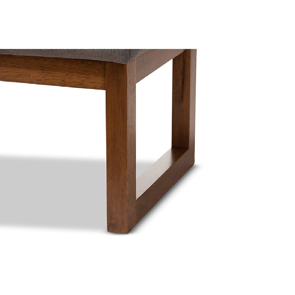 Baxton Studio Caramay Modern and Contemporary Grey Fabric Upholstered Walnut Brown Finished Wood Bench