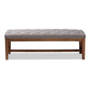 Baxton Studio Ainsley Modern and Contemporary Grey Fabric Upholstered Walnut Finished Solid Rubberwood Bench
