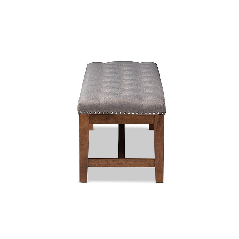 Baxton Studio Ainsley Modern and Contemporary Grey Fabric Upholstered Walnut Finished Solid Rubberwood Bench
