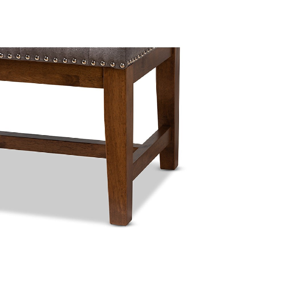 Baxton Studio Ainsley Modern and Contemporary Grey Fabric Upholstered Walnut Finished Solid Rubberwood Bench