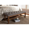 Baxton Studio Ainsley Modern and Contemporary Grey Fabric Upholstered Walnut Finished Solid Rubberwood Bench