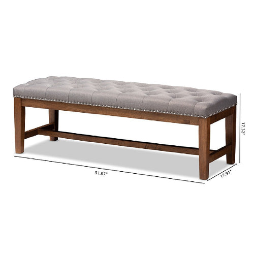 Baxton Studio Ainsley Modern and Contemporary Grey Fabric Upholstered Walnut Finished Solid Rubberwood Bench