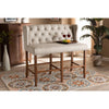 Baxton Studio Alira Modern and Contemporary Beige Fabric Upholstered Walnut Finished Wood Button Tufted Bar Stool Bench