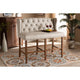 Baxton Studio Alira Modern and Contemporary Beige Fabric Upholstered Walnut Finished Wood Button Tufted Bar Stool Bench