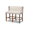 Baxton Studio Alira Modern and Contemporary Beige Fabric Upholstered Walnut Finished Wood Button Tufted Bar Stool Bench