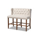 Baxton Studio Alira Modern and Contemporary Beige Fabric Upholstered Walnut Finished Wood Button Tufted Bar Stool Bench