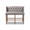 Baxton Studio Alira Modern and Contemporary Grey Fabric Upholstered Walnut Finished Wood Button Tufted Bar Stool Bench
