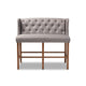 Baxton Studio Alira Modern and Contemporary Grey Fabric Upholstered Walnut Finished Wood Button Tufted Bar Stool Bench