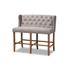 Baxton Studio Alira Modern and Contemporary Grey Fabric Upholstered Walnut Finished Wood Button Tufted Bar Stool Bench
