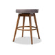 Baxton Studio Carra Mid-Century Modern Grey Fabric Upholstered Walnut-Finished Wood Swivel Bar Stool Set of 2