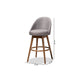 Baxton Studio Carra Mid-Century Modern Grey Fabric Upholstered Walnut-Finished Wood Swivel Bar Stool Set of 2