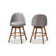 Baxton Studio Carra Mid-Century Modern Grey Fabric Upholstered Walnut-Finished Wood Swivel Counter Stool Set of 2