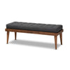 Baxton Studio Linus Mid-Century Modern Dark Grey Fabric Upholstered and Button Tufted Wood Bench WHI-BBT5363-Dark-Grey-Bench