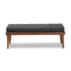 Baxton Studio Linus Mid-Century Modern Dark Grey Fabric Upholstered and Button Tufted Wood Bench WHI-BBT5363-Dark-Grey-Bench