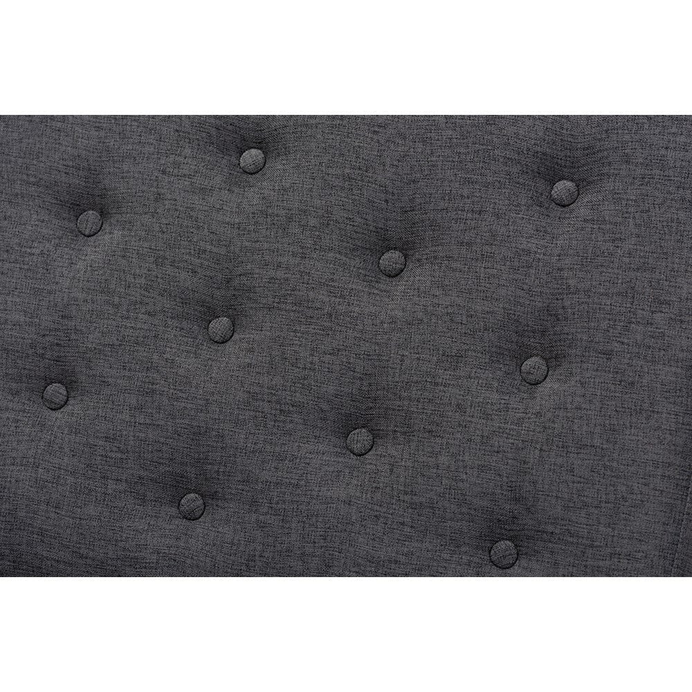 Baxton Studio Linus Mid-Century Modern Dark Grey Fabric Upholstered and Button Tufted Wood Bench WHI-BBT5363-Dark-Grey-Bench