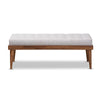 Baxton Studio Linus Mid-Century Modern Greyish Beige Fabric Upholstered and Button Tufted Wood Bench WHI-BBT5363-Greyish-Beige-Bench