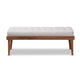 Baxton Studio Linus Mid-Century Modern Greyish Beige Fabric Upholstered and Button Tufted Wood Bench WHI-BBT5363-Greyish-Beige-Bench
