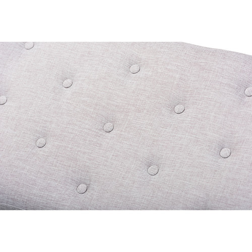 Baxton Studio Linus Mid-Century Modern Greyish Beige Fabric Upholstered and Button Tufted Wood Bench WHI-BBT5363-Greyish-Beige-Bench