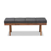 Baxton Studio Larisa Mid-Century Modern Charcoal Fabric Upholstered Wood Bench