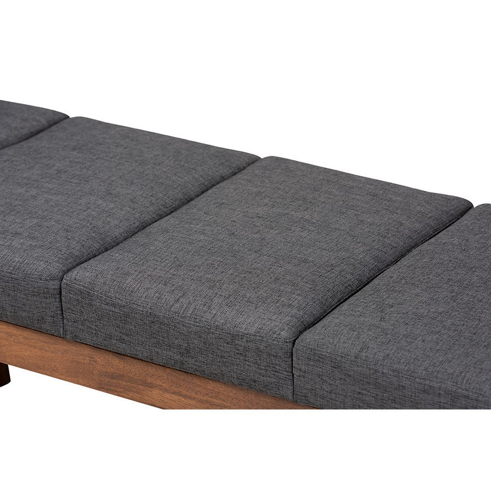 Baxton Studio Larisa Mid-Century Modern Charcoal Fabric Upholstered Wood Bench